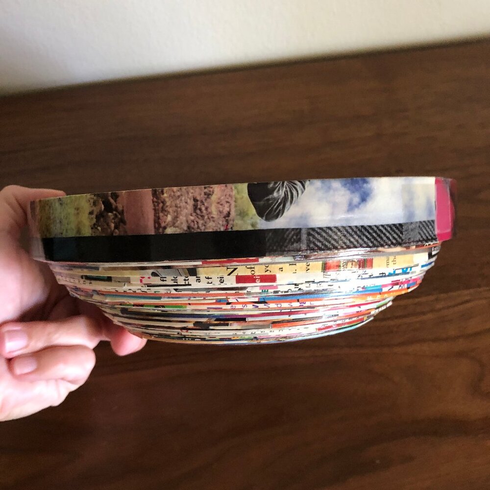 Handmade Upcycled Decorative Magazine Bowl - Picture 4 of 7
